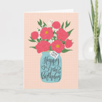 Happy 55th Birthday Sister w/ Mason Jar of Flowers