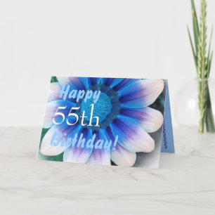 HAPPY 55th  BIRTHDAY  with Magic Blue Flower Card