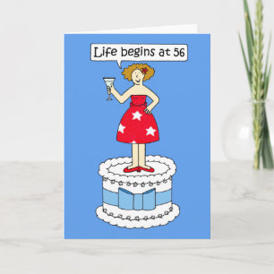 Happy 56th Birthday for Her cartoon Humour Card