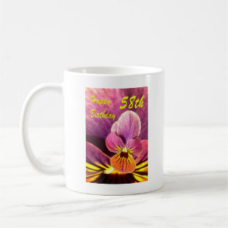 Happy 58th Birthday Flower Pansy Coffee Mug