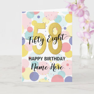Happy 58th Birthday Pastel Rainbow Gold Woman Card