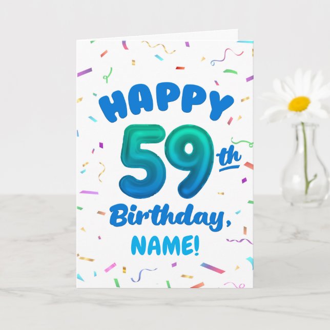 Happy 59th Birthday Card with Custom Name (Small Plant)