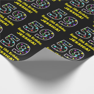 Happy 59th Birthday, Fun Colourful Stars Pattern 5 Wrapping Paper