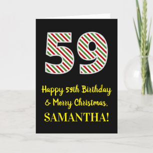Happy 59th Birthday & Merry Christmas, Custom Name Card