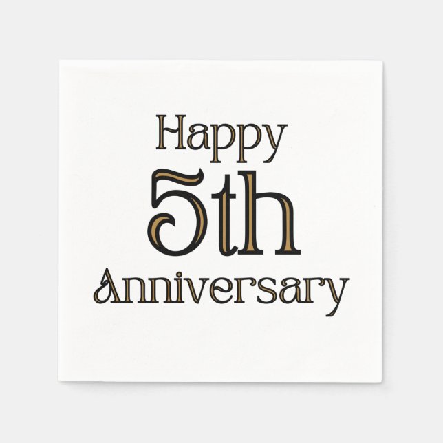 Happy 5th Anniversary 3 Ply Napkins (Front)
