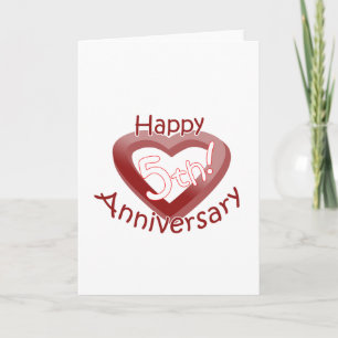 "Happy 5th Anniversary" Heart design Card