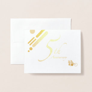 Happy 5th Anniversary Mod Birds Foil Card