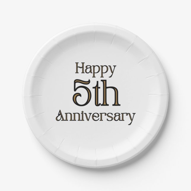 Happy 5th Anniversary Paper Plates (Front)