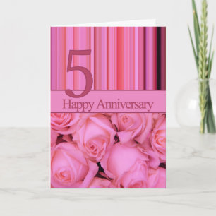 Happy 5th Anniversary roses  Card