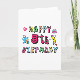 Happy 5th Birthday 5 year old b-day wishes Card
