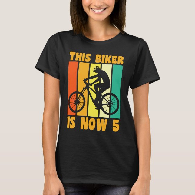 Happy 5th Birthday 5 Year Old Cycling Biking 5th B T-Shirt (Front)