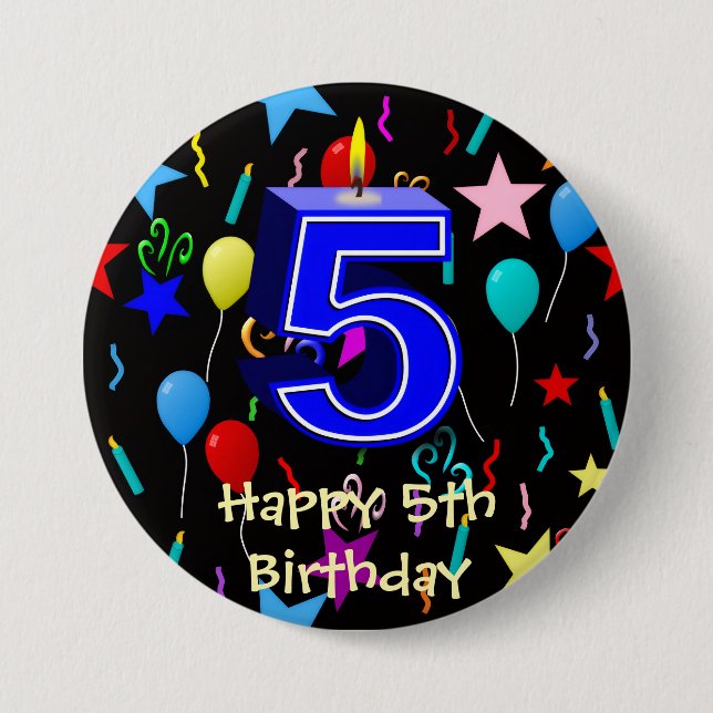 Happy 5th Birthday  7.5 Cm Round Badge (Front)