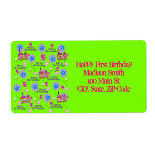 Happy 5th Birthday Address Labels, Green
