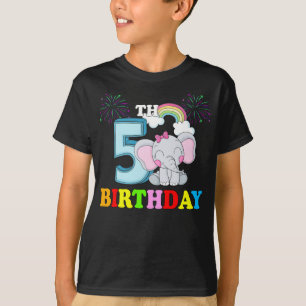Happy 5th Birthday Boy Baby Elephant Kid - five T-Shirt