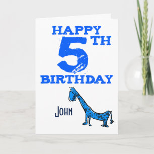 Happy 5th birthday cartoon dinosaur - boys card