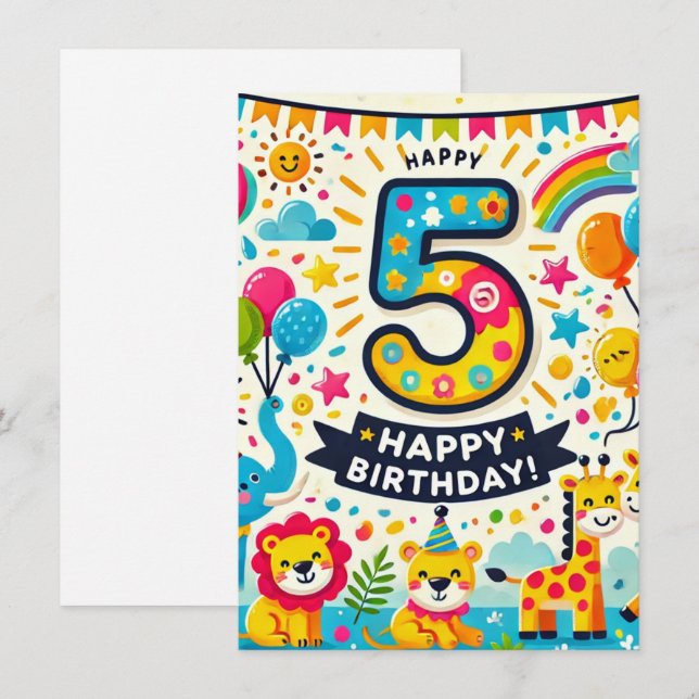 Happy 5th Birthday! Enclosure Card (Front/Back)