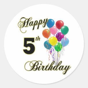 Happy 5th Birthday Gifts and Birthday Apparel Classic Round Sticker