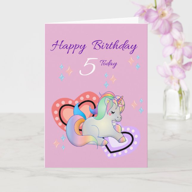 Happy 5th Birthday Girl Card (Orchid)