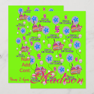 Happy 5th Birthday Invitation Birthday #5 Green