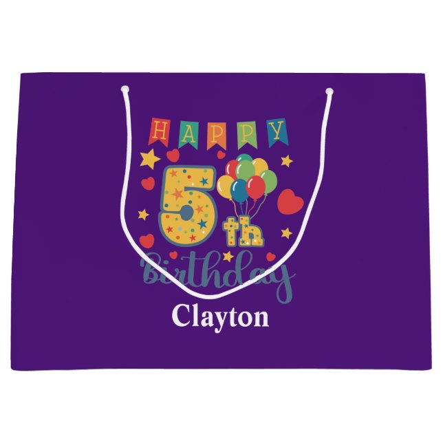 Happy 5th Birthday Large Gift Bag (Front)