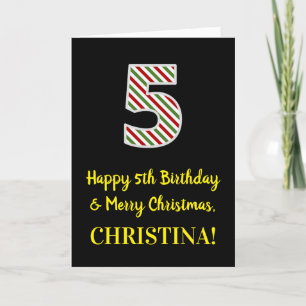 Happy 5th Birthday & Merry Christmas, Custom Name Card