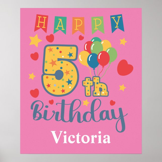 Happy 5th Birthday Poster (Front)