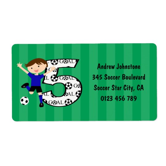 Happy 5th Birthday Round Soccer Goal Labels