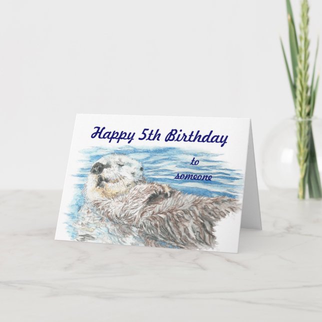 Happy 5th Birthday Someone Otterly Adorable Otter Card (Front)