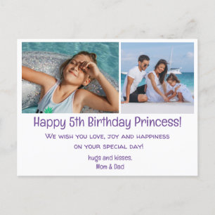 happy 5th birthday, two photos family postcard