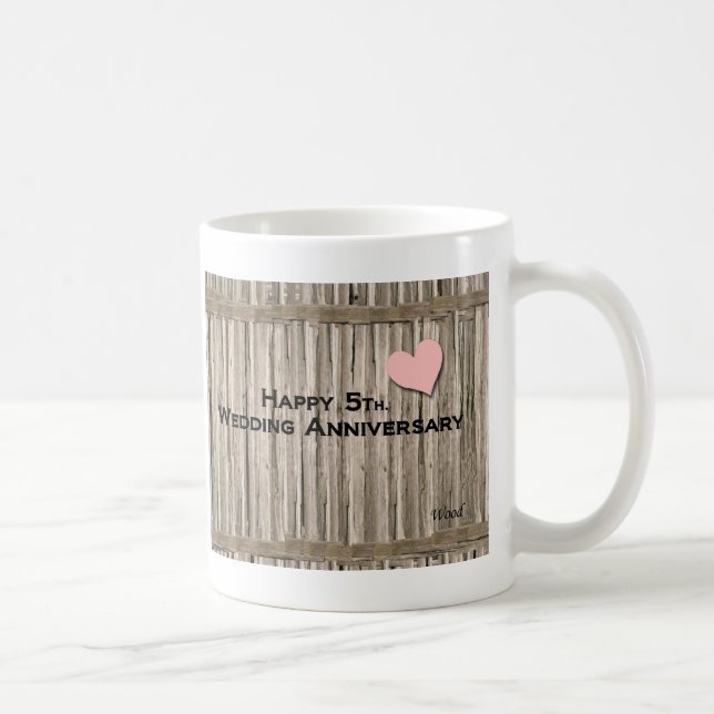 Happy 5th. Wedding Anniversary Coffee Mug (Right)