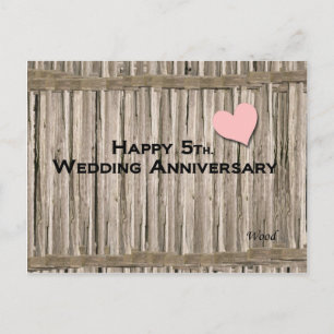 Happy 5th. Wedding Anniversary Postcard