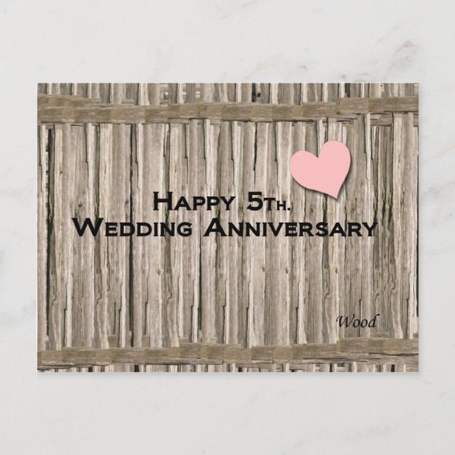 Happy 5th. Wedding Anniversary Postcard (Front)