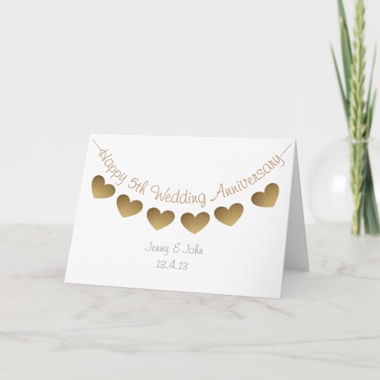 Wood heart 5th wedding  anniversary  names  card Zazzle co uk 