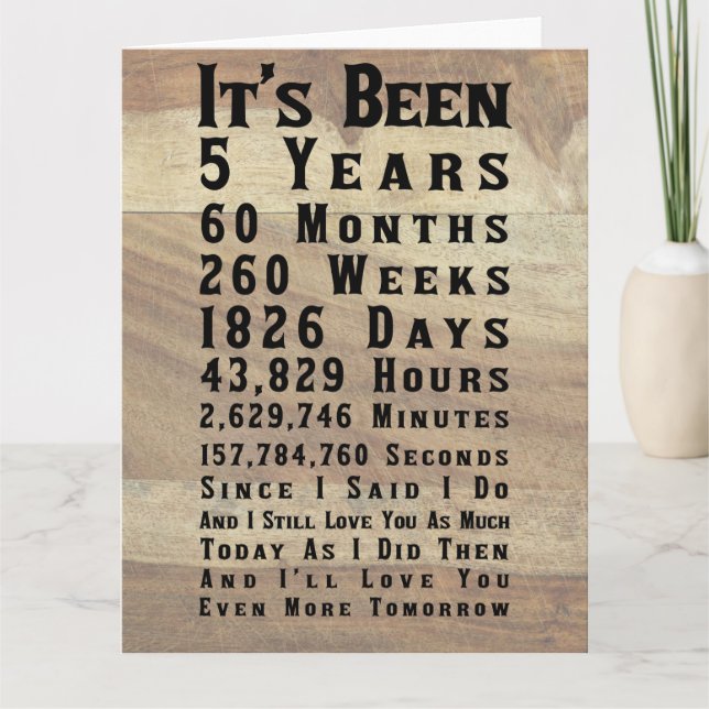 Happy 5th Wood Anniversary Card (Front)