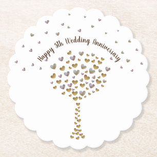 Happy 5th Wood Wedding Anniversary Coaster
