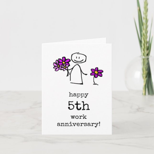 Happy 5th Work Anniversary Card, Coworker, Boss Card (Front)