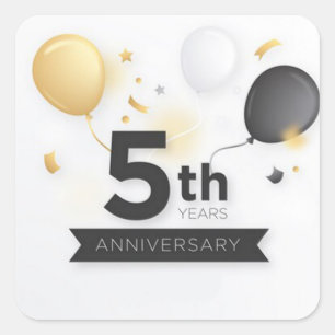Happy 5th Year Anniversary with Balloons Square Sticker