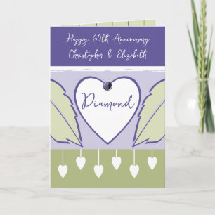 Happy 60th Anniversary add names purple green Card