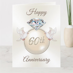 Happy 60th Anniversary Card Diamond, 2 Love Birds