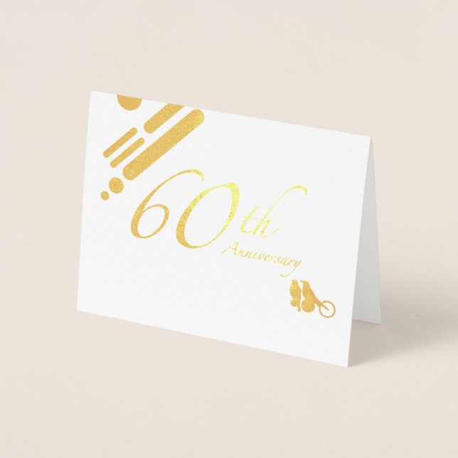 Happy 60th Anniversary Mod Birds Foil Card (Front)