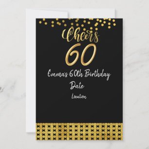 Happy 60th  Birthday black and Gold theme   Invita Invitation