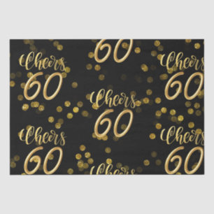 Happy 60th  Birthday Black and Gold themed Tissue Paper
