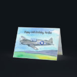 Happy 60th Birthday Brother Vintage Aeroplane Card<br><div class="desc">A happy birthday card for a brother or anyone who enjoys flying featuring a vintage Air Force aeroplane with a blue and white roundel symbol on the side with the pilot flying over rolling hills on a calm sunny day illustrated with watercolor. You can customise the card for a different...</div>