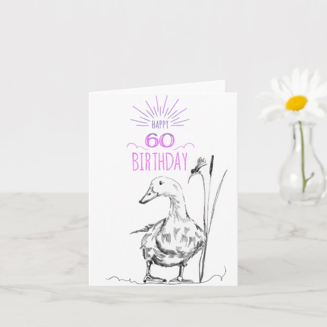 Happy 60th Birthday Card (Small Plant)