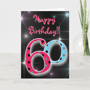 Happy 60th birthday fun & bright polka dot card