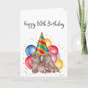 Happy 60th Birthday Fun Owl Humor Card
