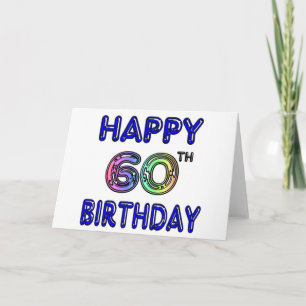 Happy 60th Birthday Gifts in Balloon Font Card