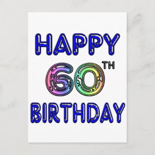 Happy 60th Birthday Gifts in Balloon Font Postcard