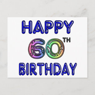 Happy 60th Birthday Gifts in Balloon Font Postcard