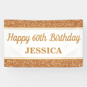 Happy 60th Birthday Gold Glitter Banner
